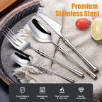 24-Piece Silverware Set for 6, Modern 18/10 Stainless Steel Flatware Set - Image 3