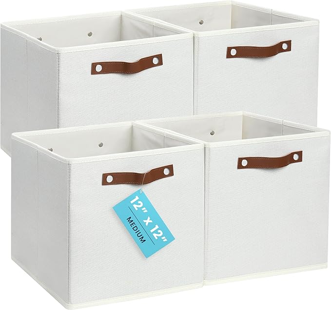 OrganiHaus White 12x12 Fabric Storage Bins by OrganiHaus