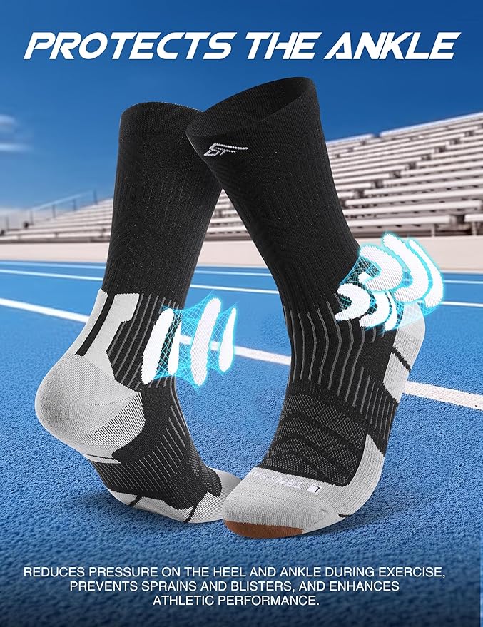 Men's Compression Running Socks: Coolmax Athletic Crew Socks Moisture Wicking - Image 4