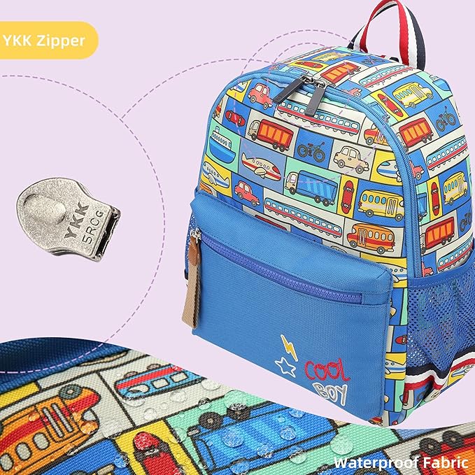 willikiva Cartoon Bus 12 Kindergarten Backpack - Image 6