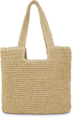 Straw Beach Tote Bag: Large Summer Boho Woven Bags by COZYOFFI