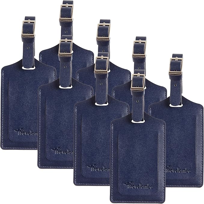 8 Pack Leather Luggage Travel Bag Tags by Travelambo by Travelambo