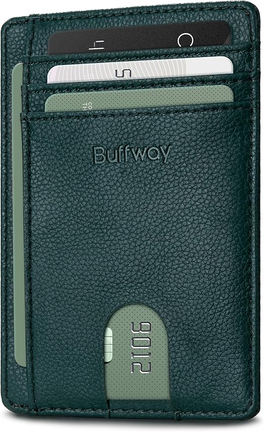 Buffway Slim Minimalist Front Pocket RFID Blocking Leather Wallets by Buffway