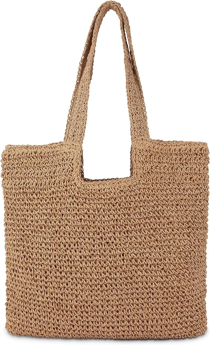 Straw Beach Tote Bag: Large Summer Boho Woven Bags by COZYOFFI