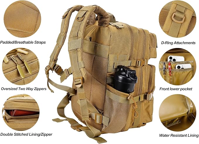 LHI Military Tactical Backpack for Men and Women 45L Army 3 Days Assault Pack - Image 5