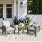 HOOOWOOO Patio Furniture Set, 3 Pieces Outdoor Conversation Set, All Weather by DesignforBetterLife