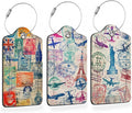 Retro Wanderlust Stamps 3 PCS PU Leather Luggage Tags by Losthll