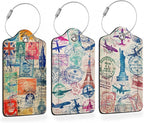 Retro Wanderlust Stamps 3 PCS PU Leather Luggage Tags by Losthll