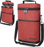 opux 2 Bottle Wine Carrier Tote, Insulated Leakproof Wine Cooler Bag, Wine - Image 8