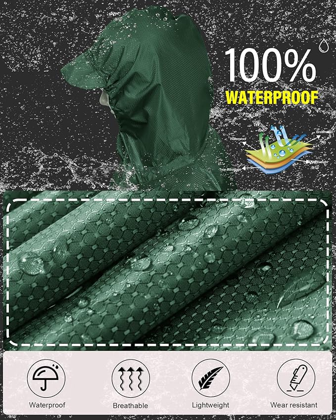 iCreek Hooded Rain Poncho with Pocket Waterproof Lightweight Unisex Raincoat - Image 2