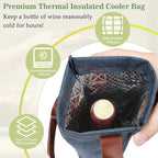 Tirrinia Single Wine Carrier Tote, Insulated Wine Cooler Bag - Image 4