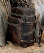 HLC Leather Brown Backpack For Men 17 Inch Genuine Laptop Backpack For Women - Image 3