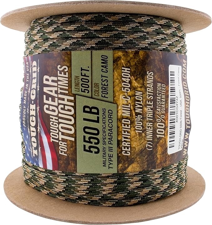 TOUGH-GRID 550 Paracord Rope Nylon Parachute Cord, Made in USA Survival Kit - Image 3