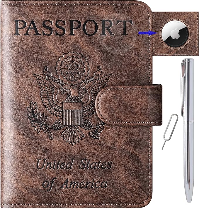 Airtag Passport Holder Cover Wallet Travel Essentials Leather Rfid Blocking by LOHASLIFE