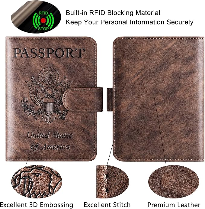 Passport Holder Cover Wallet Travel Essentials Leather Rfid Blocking Case - Image 4