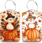 2 Pcs Cartoon Turkey and Pumpkin Luggage Tags by Unknown