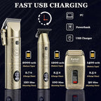 KEMEI Professional Hair Clippers for Men, 3 in 1 Barber Clipper Kit, Bronze