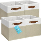 OrganiHaus 11x11 Fabric Cubes Storage Bins Set of 4, Foldable Collapsible by OrganiHaus