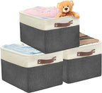 SIMPLE HOUSEWARE Large Fabric Storage Bin, 3 Pack, Dark Gray - Image 8