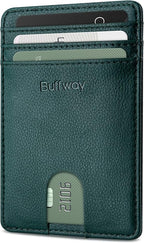 Buffway Mens Slim Wallet, Minimalist Thin Front Pocket Leather Credit Card by Buffway