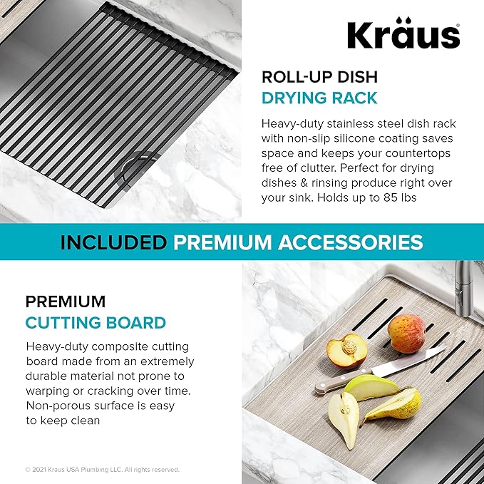 KRAUS Bellucci 30” in. Undermount Workstation Granite Kitchen Sink in White - Image 9