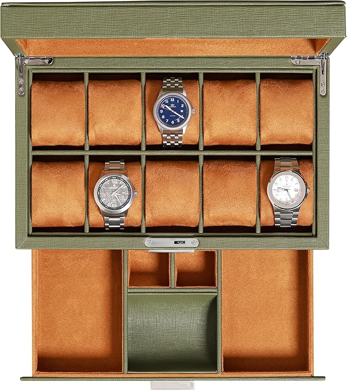 ROTHWELL 10-Slot Watch Box in Leather by RothwellSanFrancisco