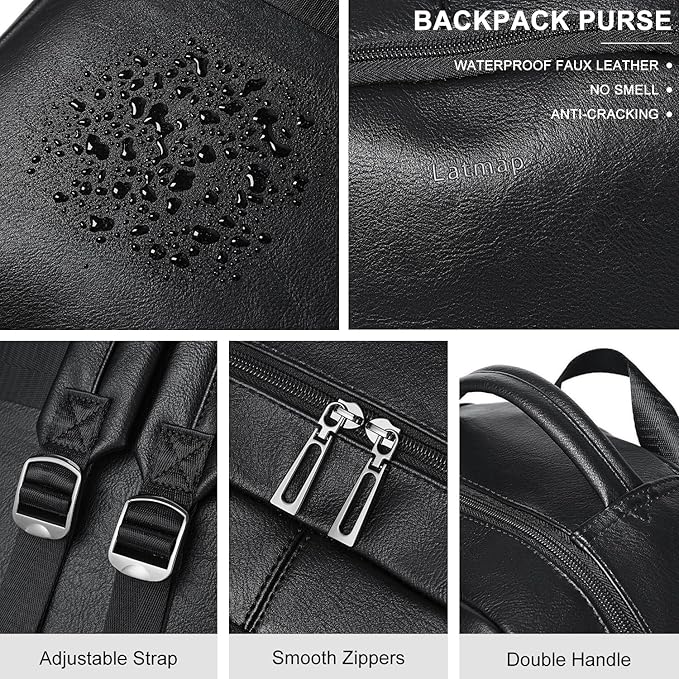 30L Business Laptop Backpack for Women Men, Travel Work Backpack Purse Faux - Image 5
