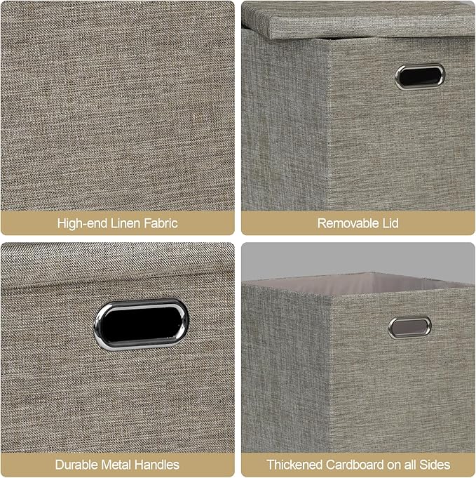 Posprica Storage Bins with Lids, 13×13×13 Foldable Storage Cube Baskets Boxes - Image 3