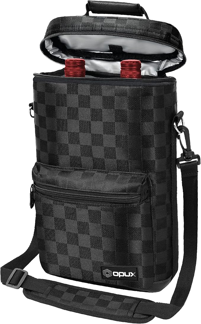 opux Wine Bag 2 Bottle Wine Tote Carrier, Insulated Wine Cooler Bag by OPUX