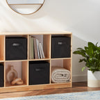Collapsible Fabric Storage Cube Bins Organizer with Handles (Black / 13"x13"x13")