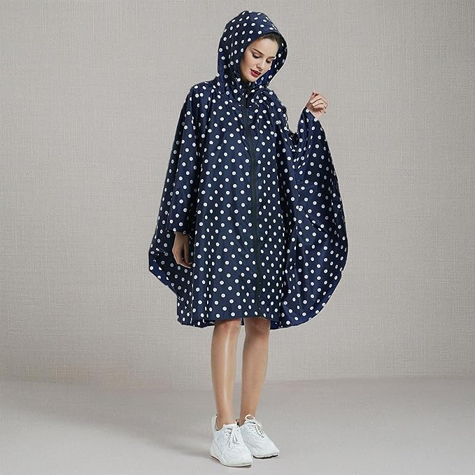 Rain Poncho Jacket Coat Hooded Zipper Style - Image 8