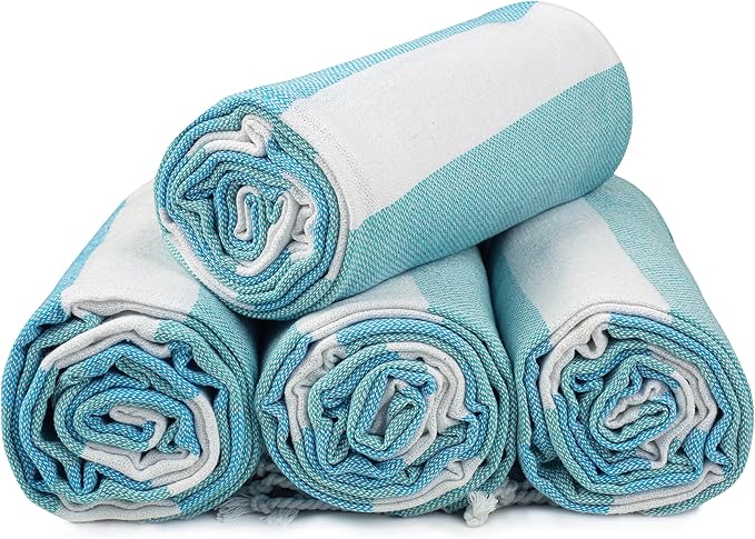 HILLFAIR Cotton Turkish Beach Towels, Quick Dry Lightweight Sand Free Peshtemal - Image 7