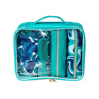 Conair 5 Piece Toiletry and Cosmetic Bag Set Under $30, Includes 4 Makeup Bags and 1 Travel Comb in Teal Palm Prints