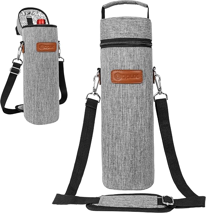 opux Wine Bag Single Bottle Carrier Tote, Insulated Wine Cooler Bag by OPUX