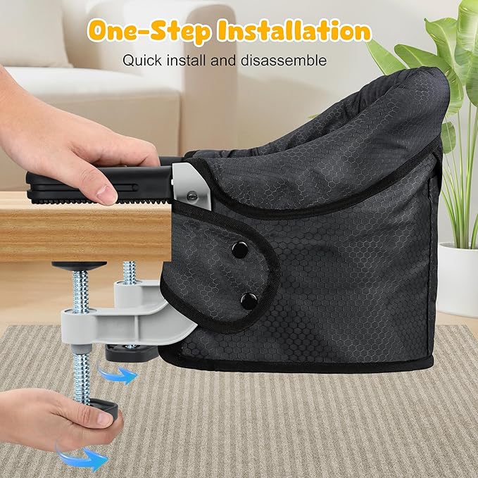 Hook On Chair with Removable Dining Tray, Portable Table High Chair, Folding - Image 3