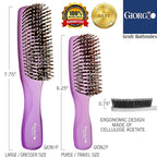 Giorgio GION1-2PP Neon Purple Set of 2 Gentle Touch Detangler Hair Brush for Men and Women. Soft Bristles for Sensitive Scalp. Wet/Dry for all Hair Types. Scalp Massager Brush Stimulate Hair Growth
