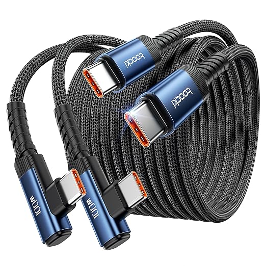USB C Cable 100W Right Angle Fast Charging Cord, Nylon Braided USB 2.0 Cable by toocki