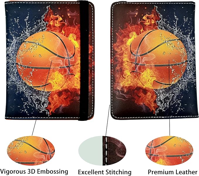 Basketball Passport Holder for Women and Men PU Leather Passport Cover for - Image 2