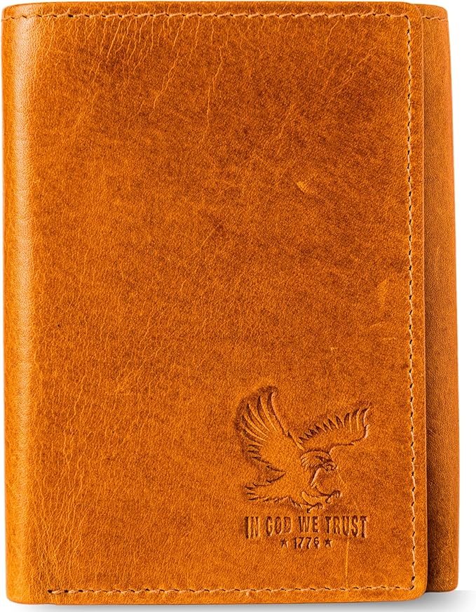 BULL GUARD Best Leather Men's RFID Trifold Wallet by BullGuard