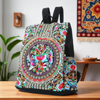Jursccu Embroidered Women Backpack Purse, Fashion Canvas Travel Anti-theft - Image 2