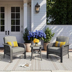 HOOOWOOO Patio Furniture Set, 3 Pieces Outdoor Conversation Set, All Weather by DesignforBetterLife