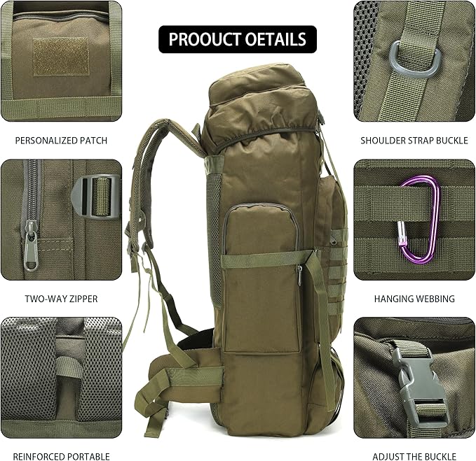 Hiking Backpack for Men 70L/100L Camping Backpack Military Rucksack Molle 3 - Image 6