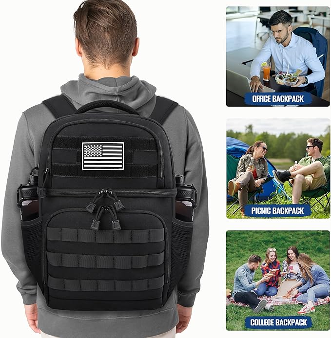 MOZETO Lunch Backpack for Men, Tactical Inspired Double Deck Cooler Backpack - Image 7