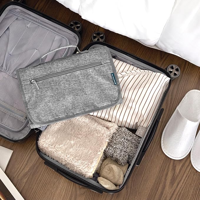 PAVILIA Hanging Toiletry Bag Women Men, Travel Kit Foldable Large Toiletries - Image 7