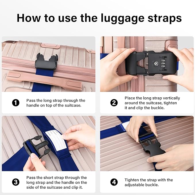 Luggage Straps, 2 Pack Adjustable Heavy Duty Cross Suitcase Straps - Image 7
