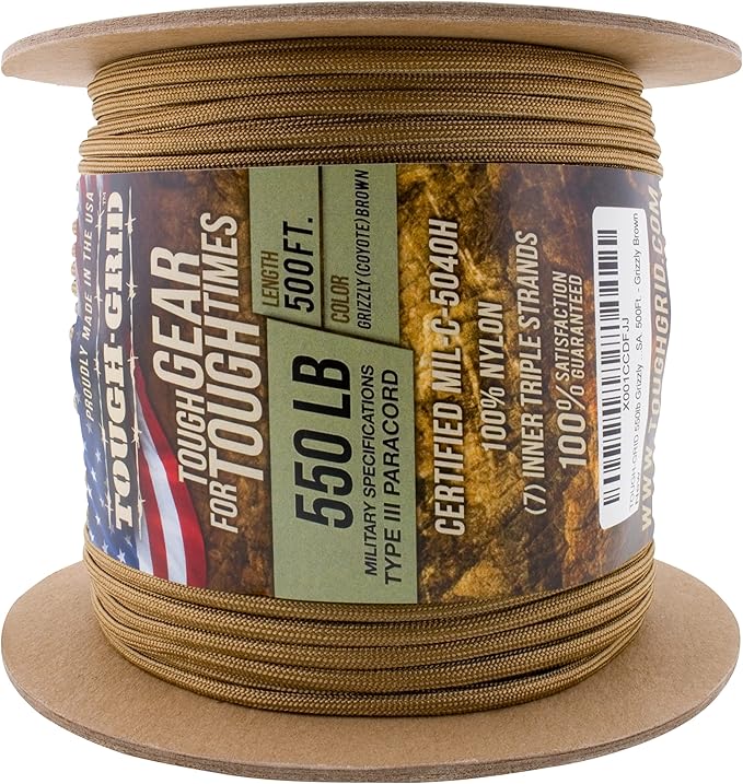 TOUGH-GRID 550 Paracord Rope Nylon Parachute Cord, Made in USA Survival Kit - Image 3