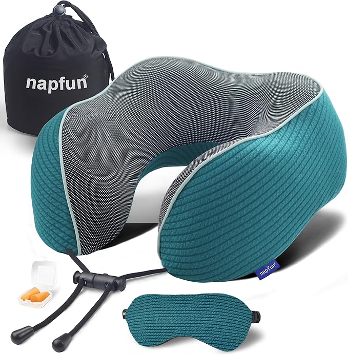 napfun Neck Pillow for Traveling, Upgraded Travel Neck Pillow for Airplane 100% by NAPFUN