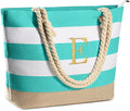 YOOLIFE Initial Canvas Waterproof Beach Tote Bag Zipper Personalized Gifts by YOOLIFE