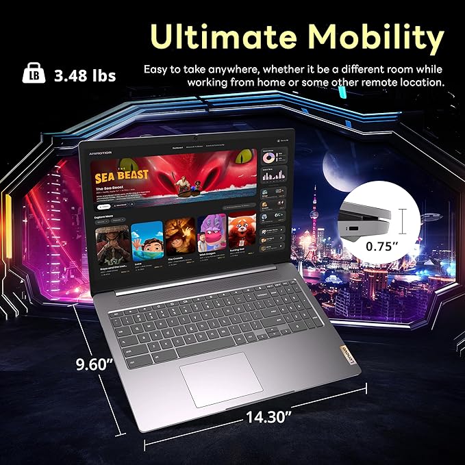 Lenovo Ideapad 3 15.6" FHD Chromebook, Intel Celeron N4500, 4GB LPDDR4X - Image 8