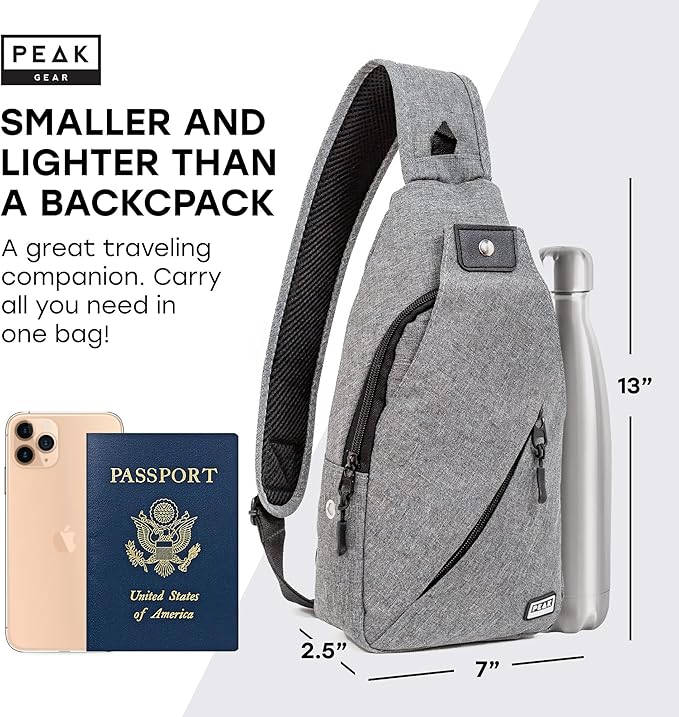 Peak Gear Travel Sling Bag. Compact Crossbody Bag | Lighter and Smaller than a - Image 2